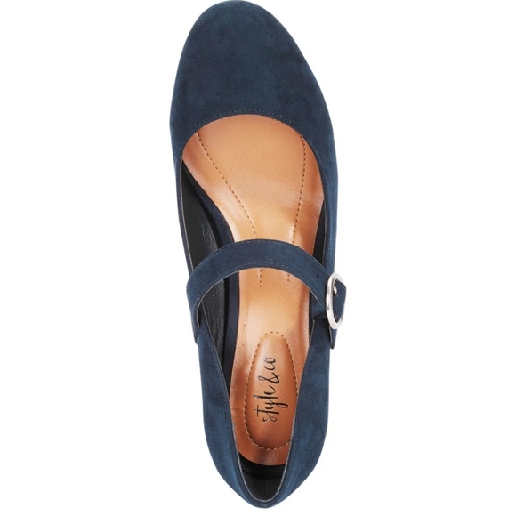 Style & Co. Macys JURNAE Navy Suede Block Heel Pumps Womens Mary Jane Shoes - Picture 6 of 10